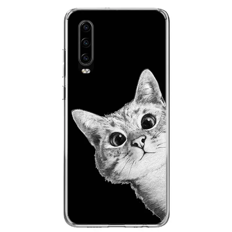 Cat Cute Kitten Catling Phone Case For Huawei P30 P20 P40 P50 Mate 40 30 20 10 Pro P10 Lite Customized Gift Coque Cover Capa