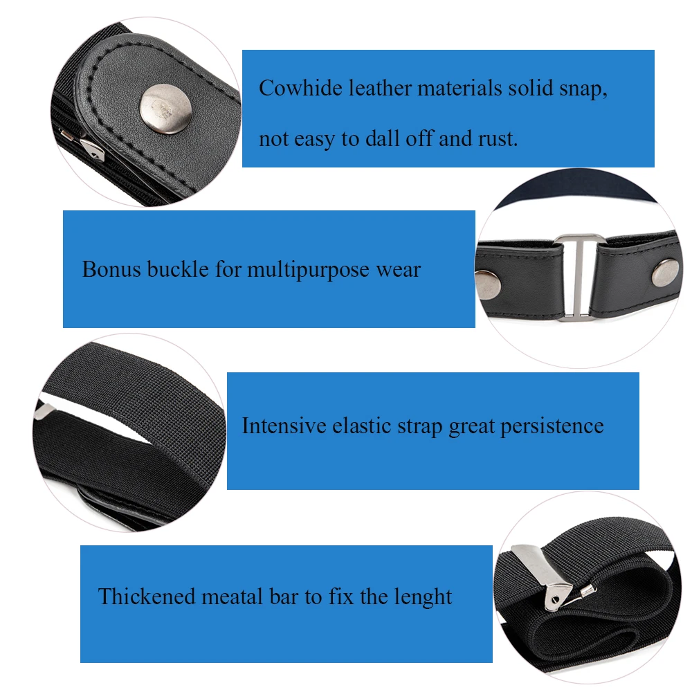 Ремень с пряжкой свободный пояс унисекс эластичный без пряжки регулируемый для