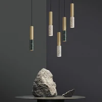 nordic column marble texture with golden plated metal handle led focus cord pendant light hanging light for bedroom bar decor