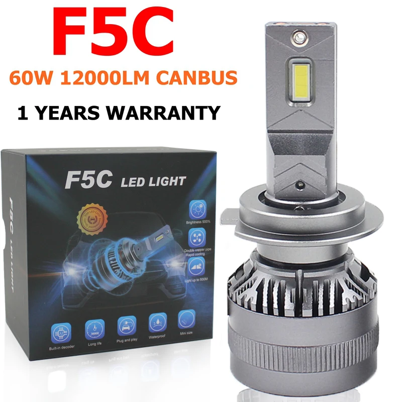 F5C 120W 12000LM H7 Светодиодный лампа светодиодный головной светильник комплект туман H4