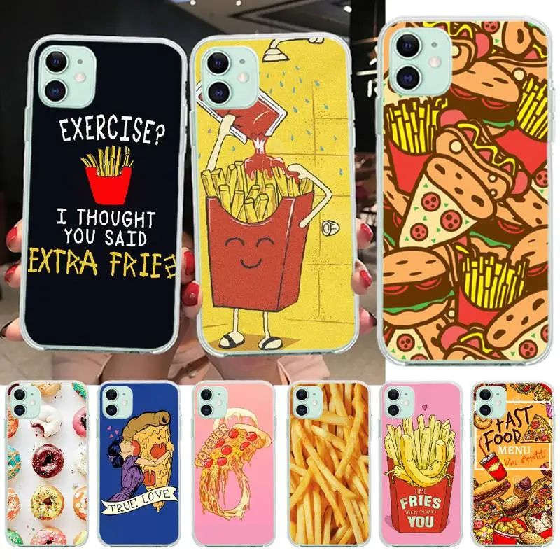 PENGHUWAN Pizza French fries Doughnut food Soft Silicone Phone Case for iPhone 11 pro XS MAX 8 7 6 6S Plus X 5S SE XR cover | Мобильные