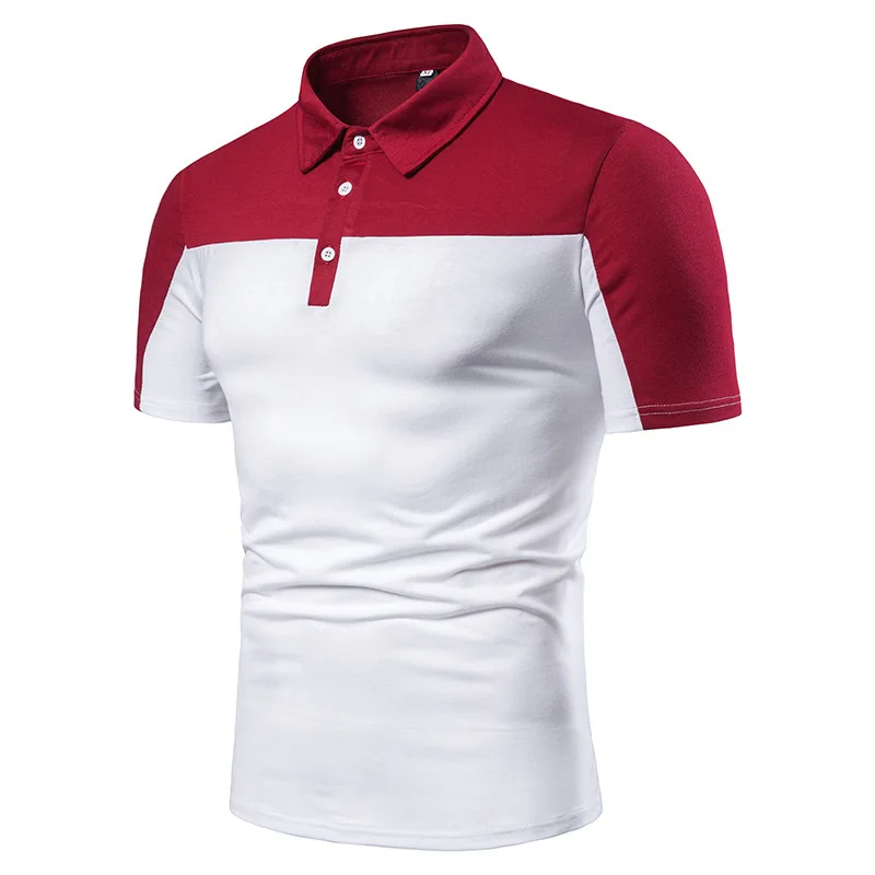 

Men's Wear Short Sleeve The Middle Of The Chest Two-tone Up And Down Split Joint Collocation Design Men's Short Sleeve