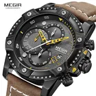 Мужские повседневные часы MEGIR, роскошные брендовые кварцевые наручные часы с хронографом и кожаным ремешком, армейские спортивные часы, 2130
