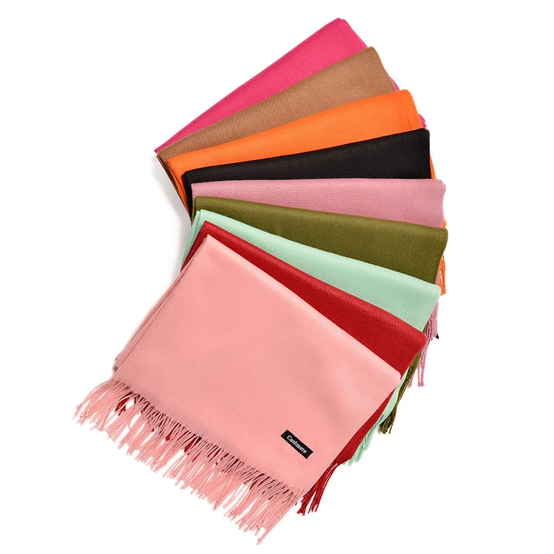 

Winter Classic Solid Color Plain Cashmere Feeling Soft Scarves With Tassel Women Fashion Scarf Girl Shawl Wrap Hot Sale Gifts