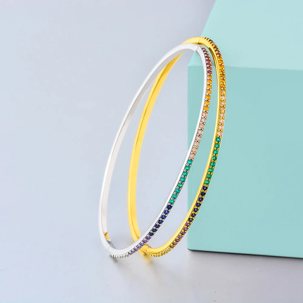 

925 Sterling Silver Contrast Luxury Exquisite Design Multicolor High Carbon Diamond Bracelet Anniversary Party Fine Jewelry Gift