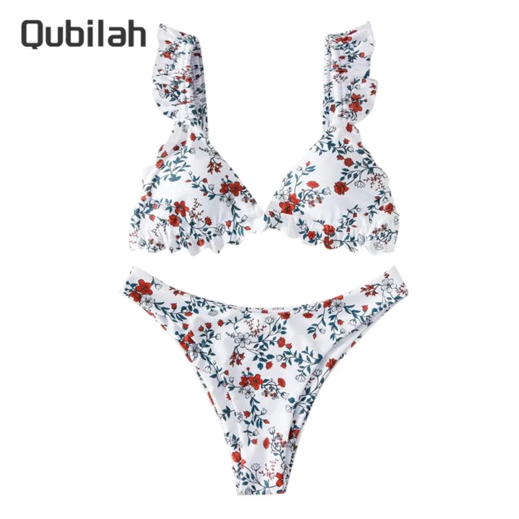 

Sexy Two Piece Swimsuit 2021 Push Up Swimwear Women Floral Tight-fitting Bikini Female Swimsuit Bodysuit Bathing Suit For Women
