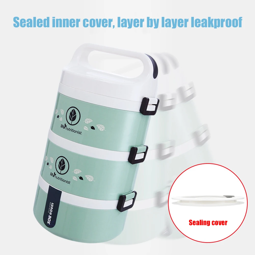 

Двухслойный контейнер для хранения еды, Ланч-бокс для микроволновой печи с подогревом, посуда, коробки Bento J8