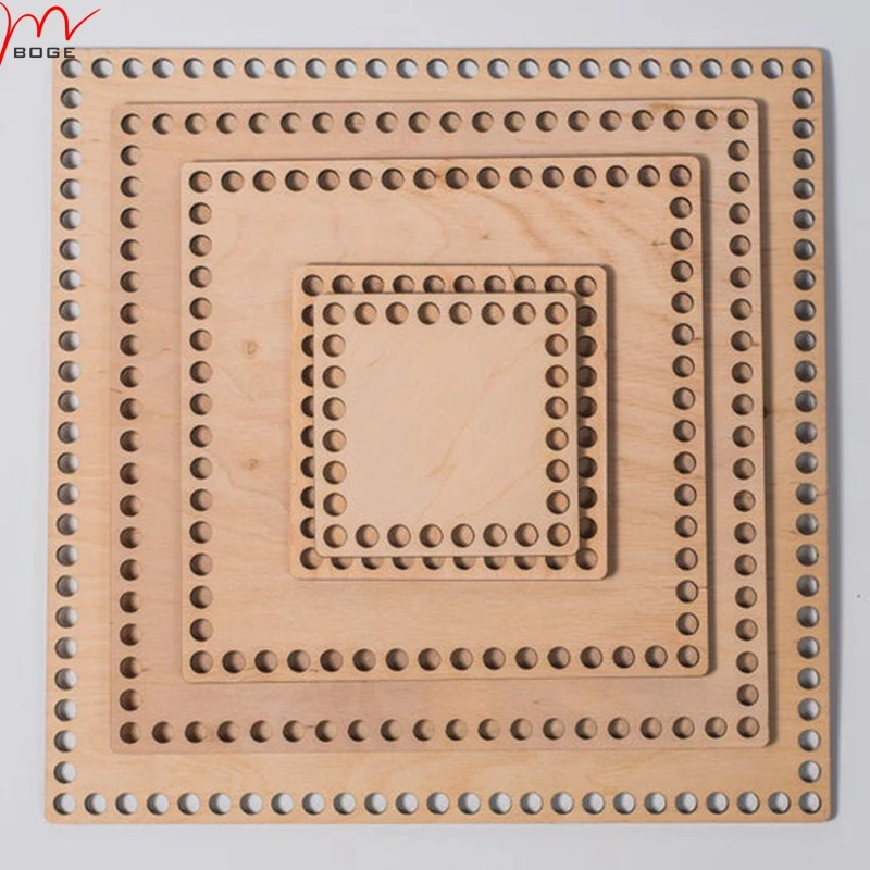 

Set of 5pcs wood square diy handmade knitting crochet bottom wood crochet base wood carved