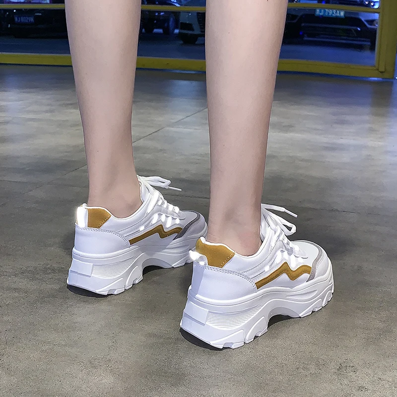 Блестящие Розовые Желтые кроссовки 2019 Новая женская обувь dames Basket femme женские на