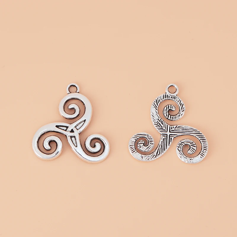 ZXZ 10pcs Celtics Knot Triskele Triskelion Triple Spiral Charms Pendants for Jewelry Making 28x28mm |