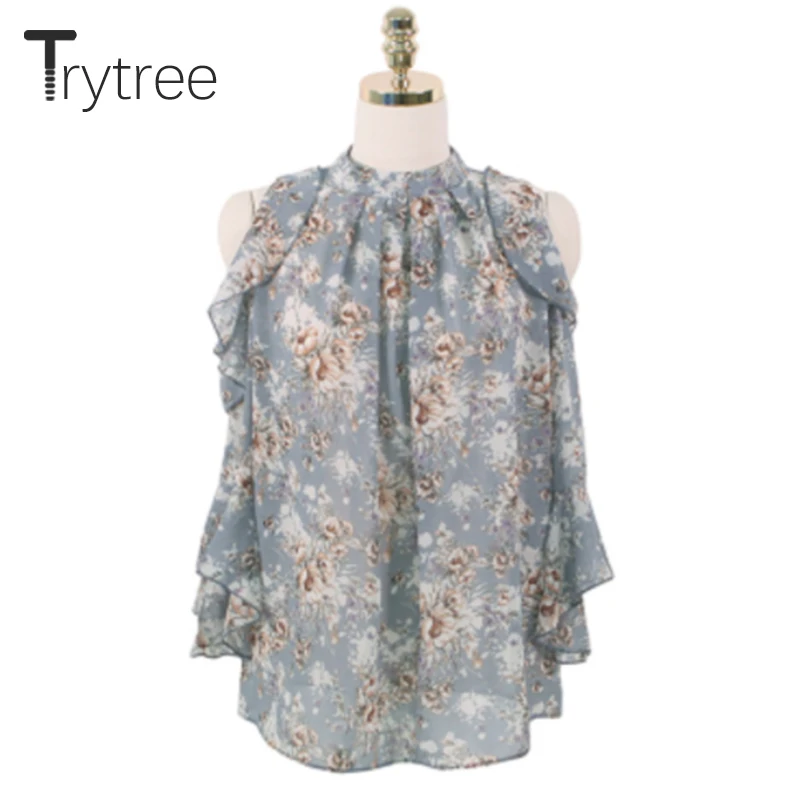 Блузка Trytree женская с круглым вырезом Повседневная офисная блузка воротником