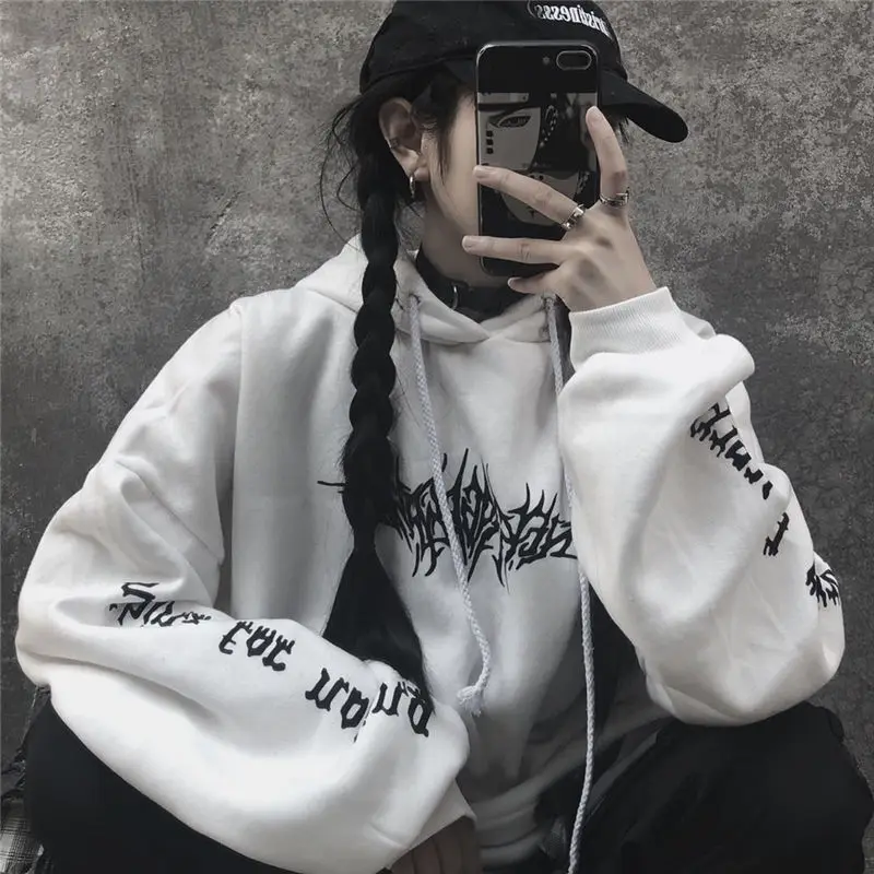

Women Loose Streetwear Sweatshirt with Hoodies Knitted Sexy Print Fashion Moletom Hoodie Kpop Girl Tops Clothing Dropshipping