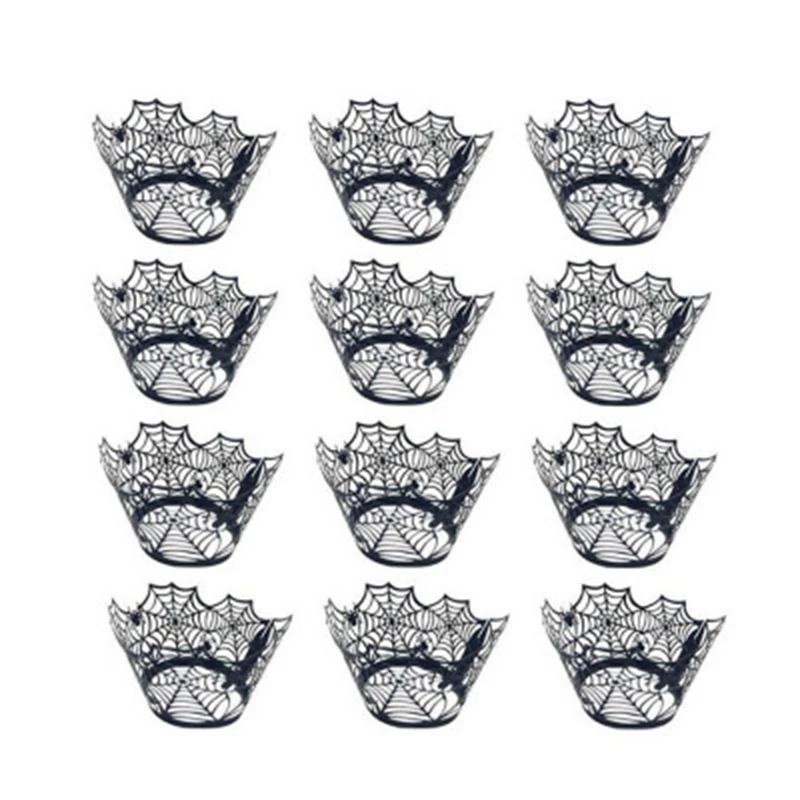 12 шт./компл. Хэллоуин пустой бумажный стаканчик паутина Тыква ужас замок торт