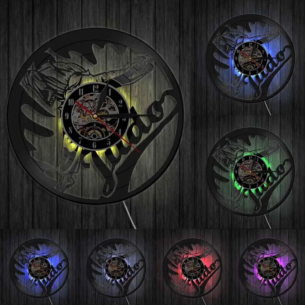 

Judo Martial Wall Art Decor Judo Gym Wall Clock Jiu-jitsu Vintage Vinyl Record Wall Clock Japanese Fighting Martial Judoka Gifts