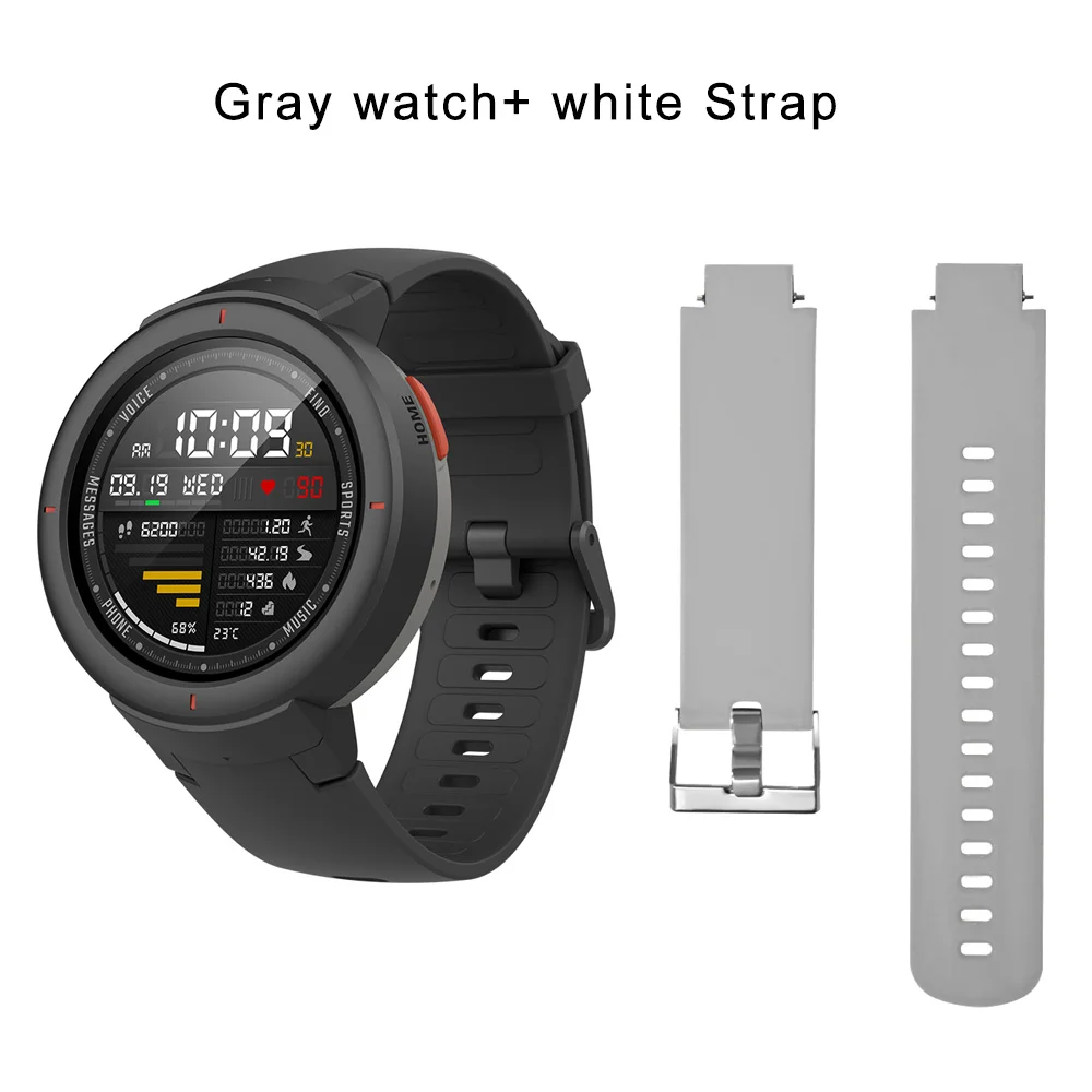 Глобальная версия Hua mi AMAZFIT Verge 3 gps умные часы IP68 AMOLED экран ответ на звонки умные часы мульти спортивные для mi 8 - Цвет: Black add whitestrap