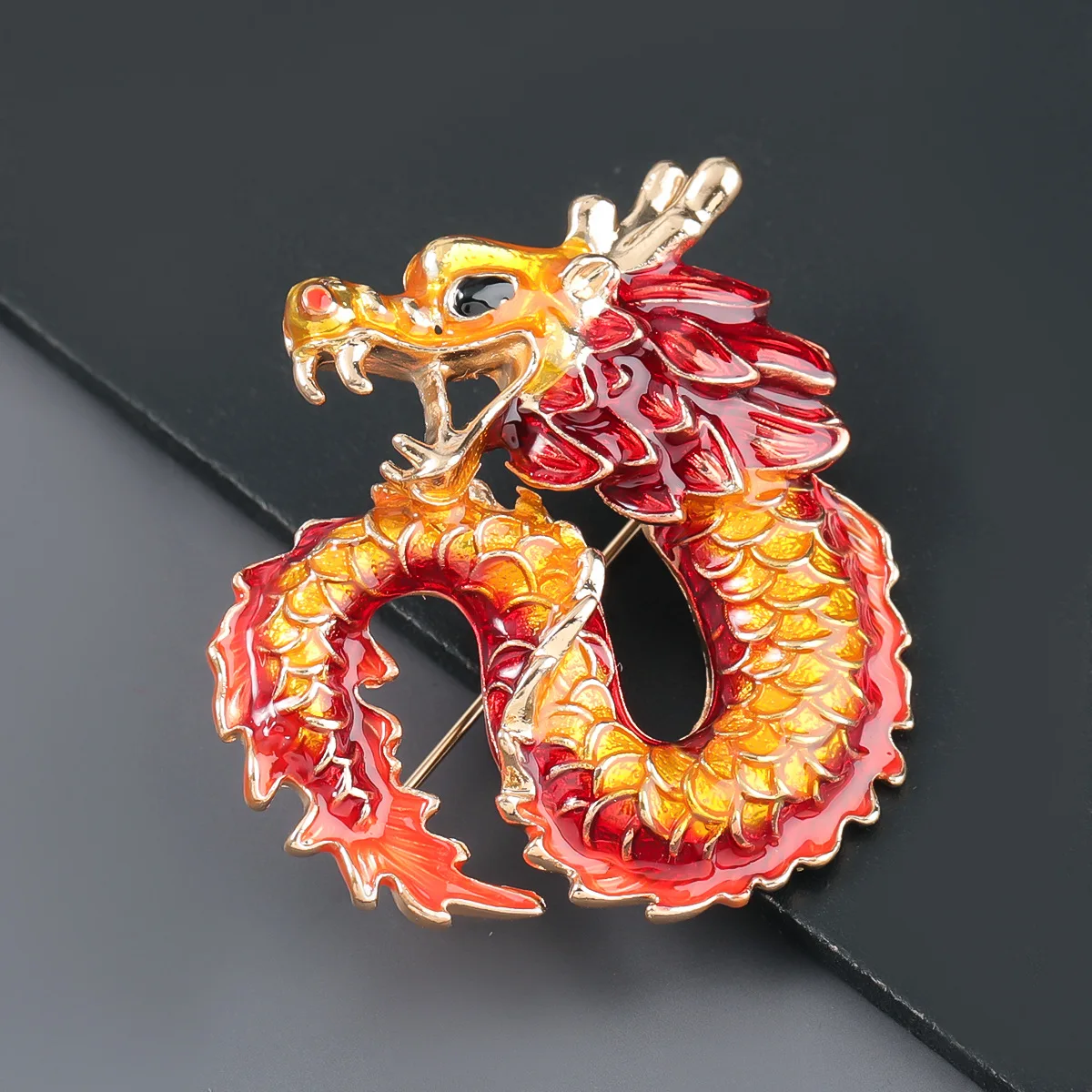 

Dainty Female Enamel Dragon Brooch Charm Gold Color Jewelry Brooch For Women Luxury Red Blue Pin Dress Coat Accessory