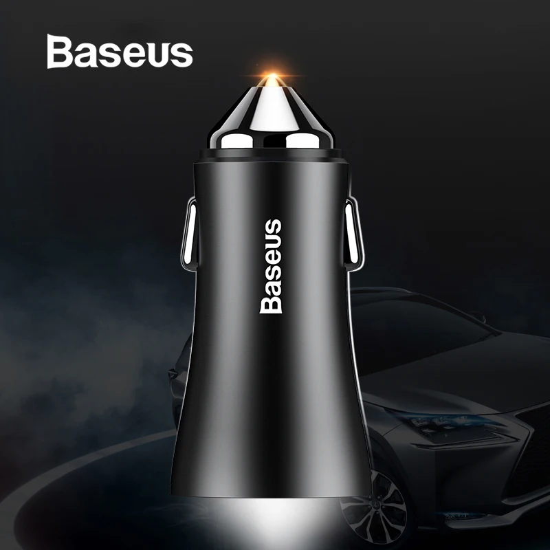 Автомобильное зарядное устройство Baseus с двумя usb-портами для iPhone 11, samsung, зарядное устройство для мобильного телефона, автомобильная Зажигалка для сигар, планшет, gps адаптер для путешествий, зарядное устройство для телефона