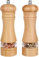 salt and pepper grinder set wood pepper mills wooden salt grinders refillable manual pepper ginder with acrylic visible window