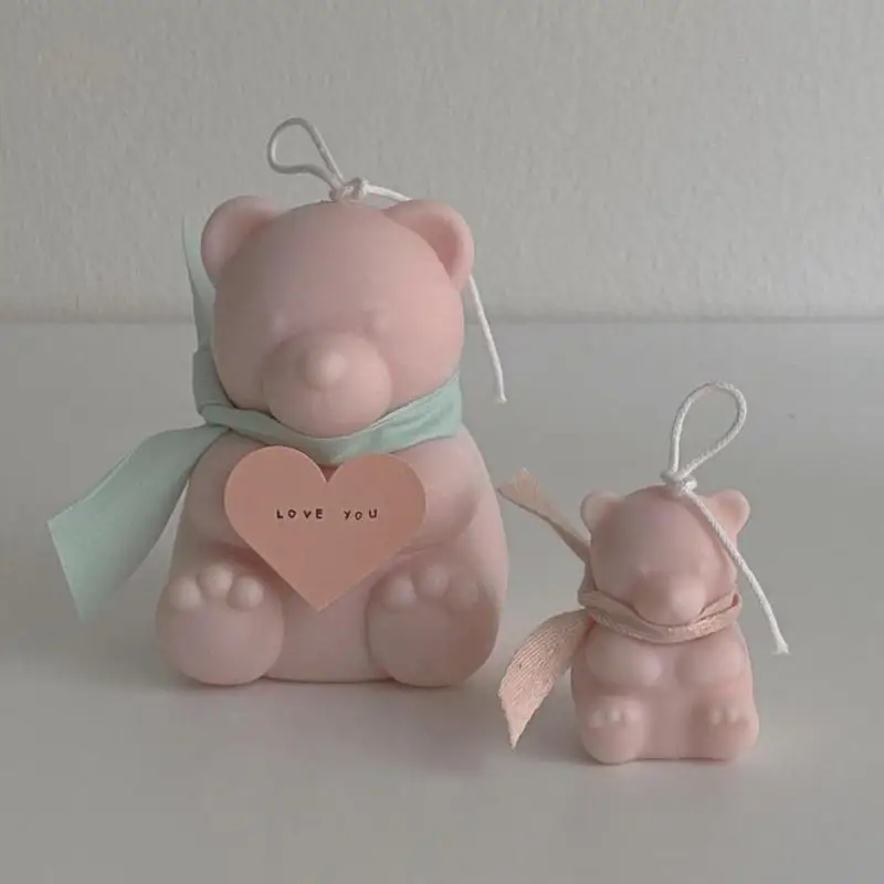 

New hug bear candle silicone mold DIY bear scented candle handmade soap making tools home decoration ornaments supplies