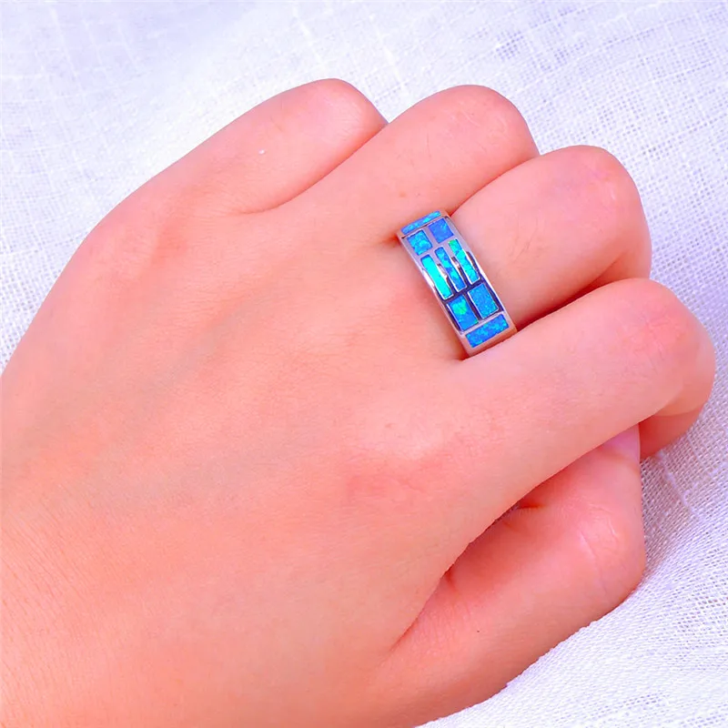 

Vintage Male Female Square Opal Stone Jewery Dainty Silver Color Wedding Rings For Women Men Classic Bridal Engagement Big Ring