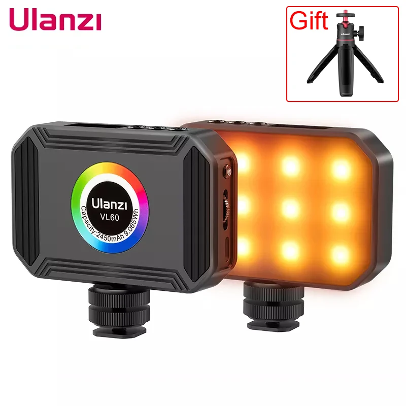 

Ulanzi VL60 RGB Camera Light With 2450mAh 2500K-9000K Vlog Fill Light LED Video Light For DSLR SLR Youtube Mini RGB Video Light