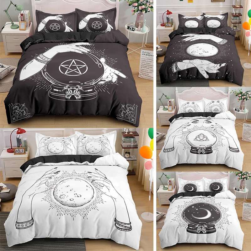 3D черный и белый Постельный набор пододеяльник одеяло наволочка чехол|Комплекты