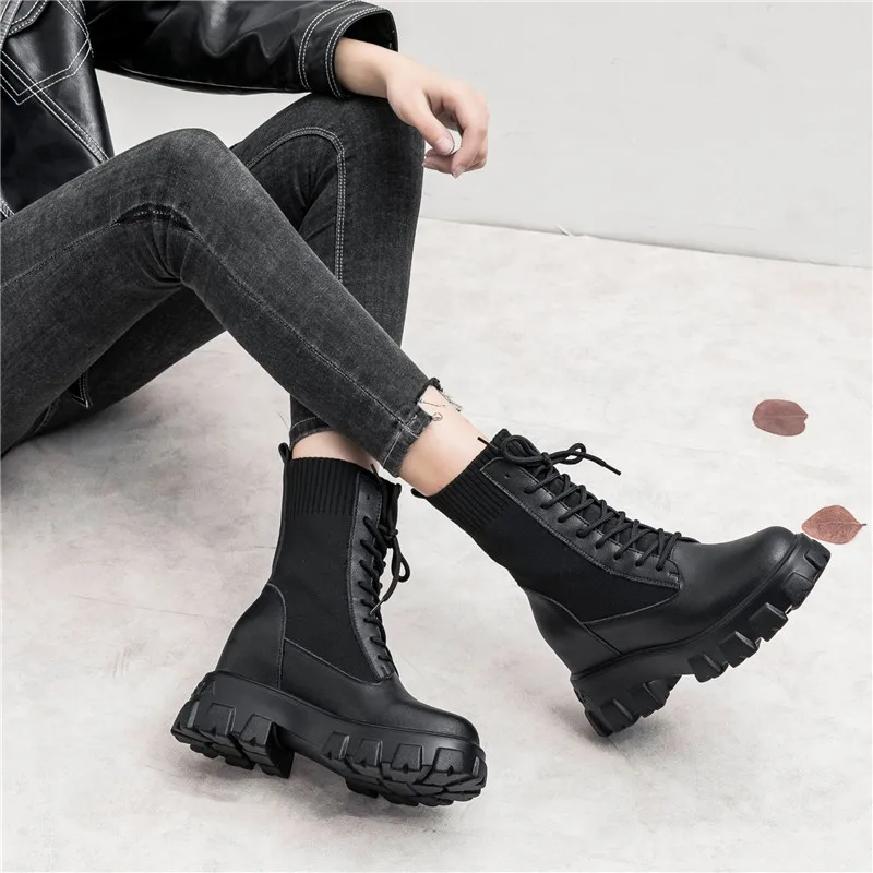 Осенне-зимние новые мартинсы женские высокие ботинки женская