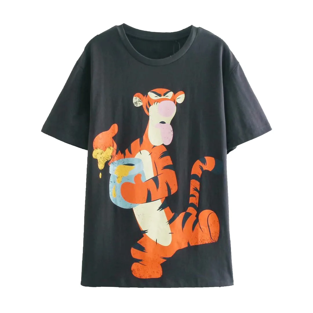 

Disney European and American style women's spring/summer new base top Tigger series loose slim pure cotton short-sleeved T-shirt