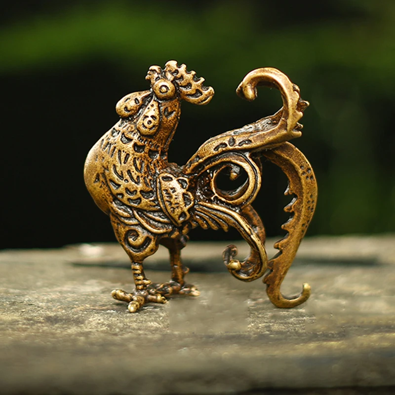 Старинные Бронзовые Твердые куриные чаепки миниатюрные фигурки античный