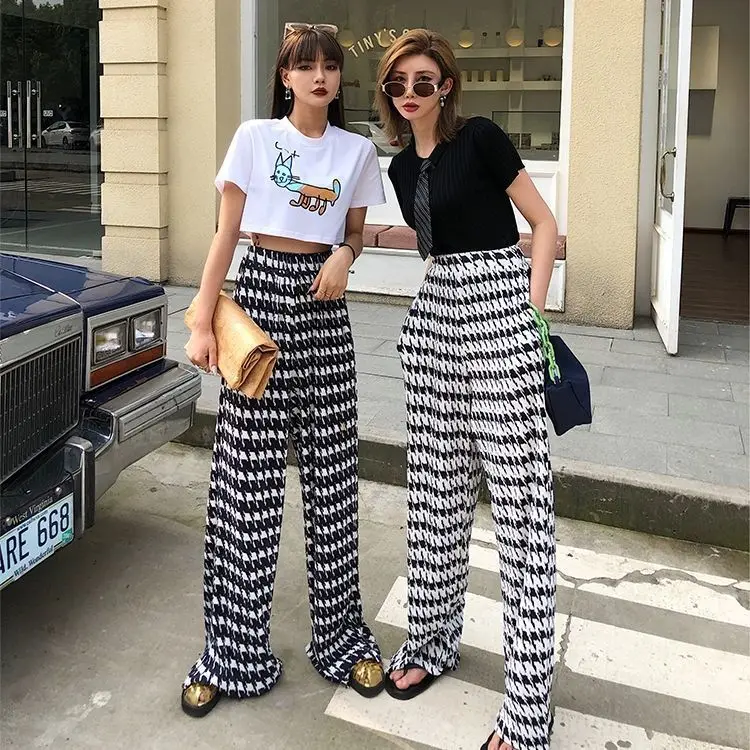 

2021 Women Unique Fashion Casual Loose Pants Ladies Fashion Wide Leg Trousers Female Wide Leg Pants Summer Autumn Streetwear