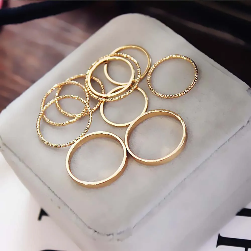 

10Pcs/Set Korean Version Joint Ring Tide Combination Tail Rings Joint Rings Set For Women Gifts