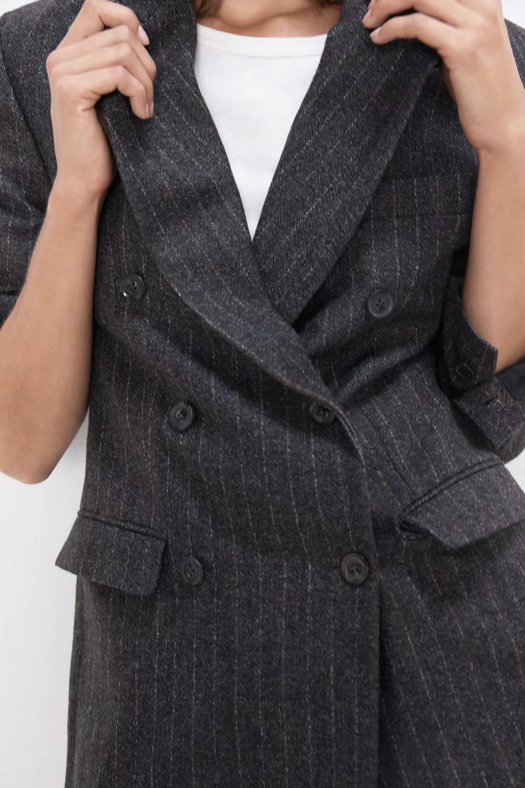 Star firefly versatile elegant office suit female casual slim striped double-breasted blazer women