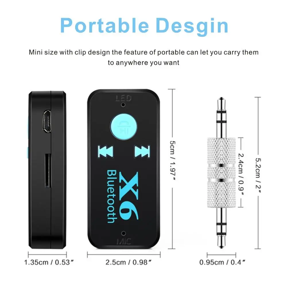 X6 bluetooth hands-free call 5 0 Автомобильный аудио приемник адаптер можно вставить в tf-карту