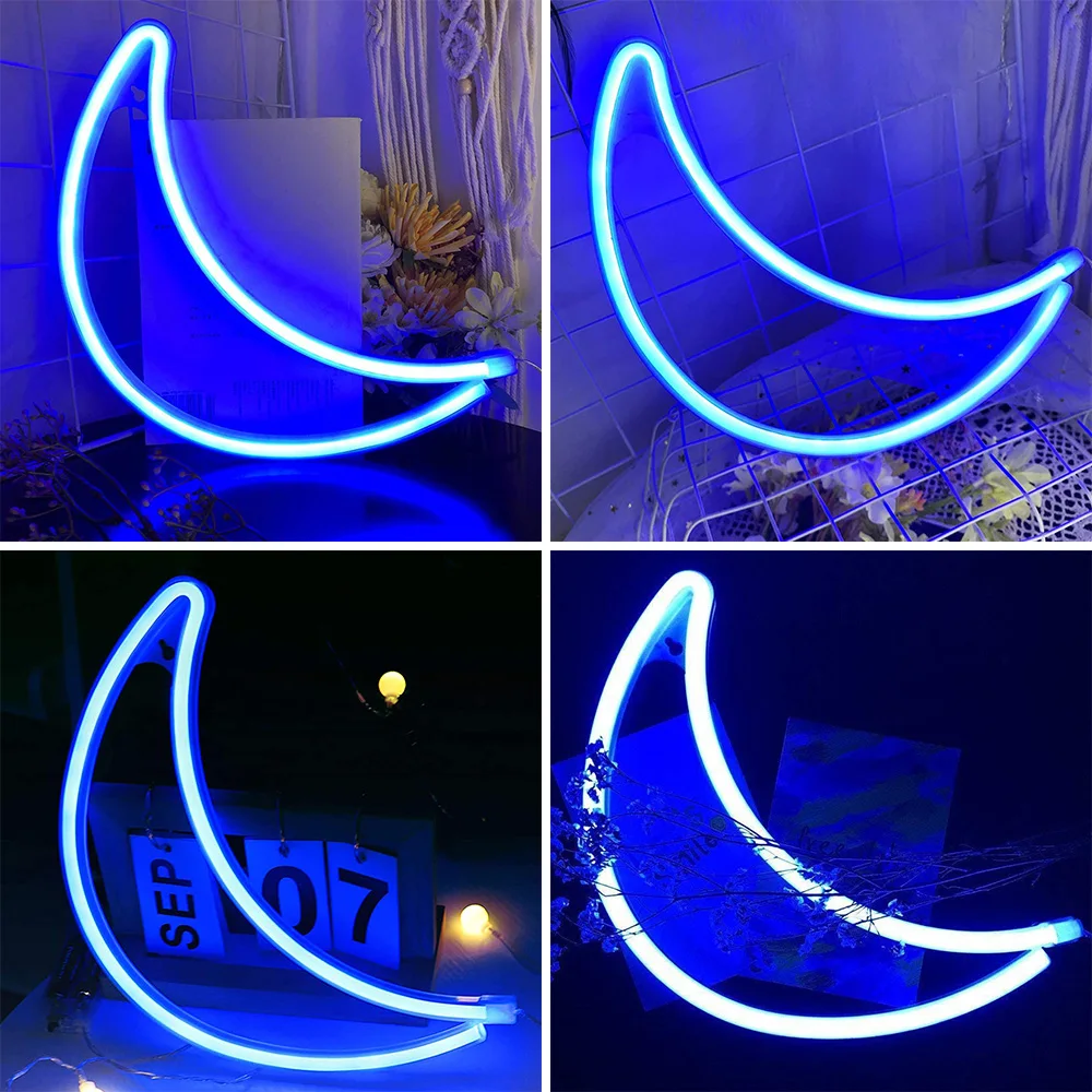 

Moon Neon Light Battery Box Veilleuse LED Moon Sign Shaped Wall Decor Lamp For Kids Room Living Room Bar Wedding Party