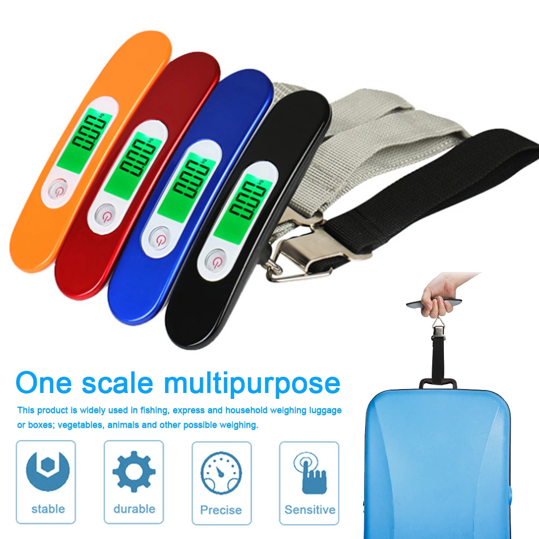

50kgx10g Handled Digital Luggage Portable Electronic Weight Balance suitcase Travel Hanging Steelyard Hook Scale Kitchen Tool