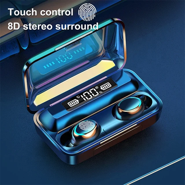 

F9-5 TWS Bluetooth Earphone V5.0 9D Stereo Wireless Headaets Sport Waterproof Earphones Mini True Wireless Earbuds for cellphone