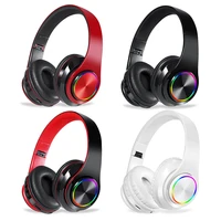 b39 head mounted wireless bluetooth 5 0 headset hifi bass stereo noise cancelling ear hook headphones seven color led light