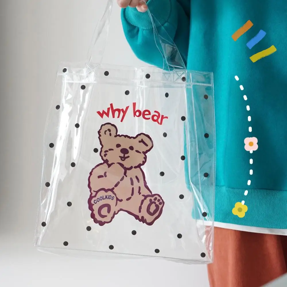 Новая Корейская мультяшная прозрачная сумка через плечо для покупок женщин и