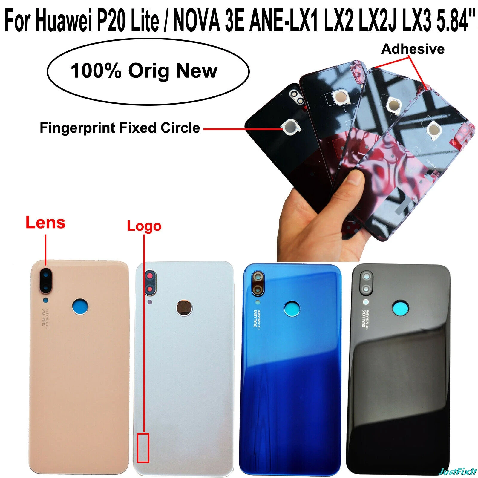 Чехол для huawei P20 Lite чехол батареи Задняя стеклянная панель задней двери с кнопкой