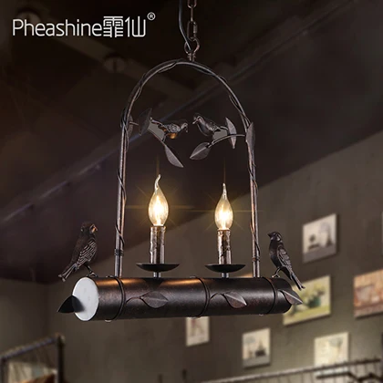 Американские Креативные люстры в виде птиц для сада балкона ресторана ретро
