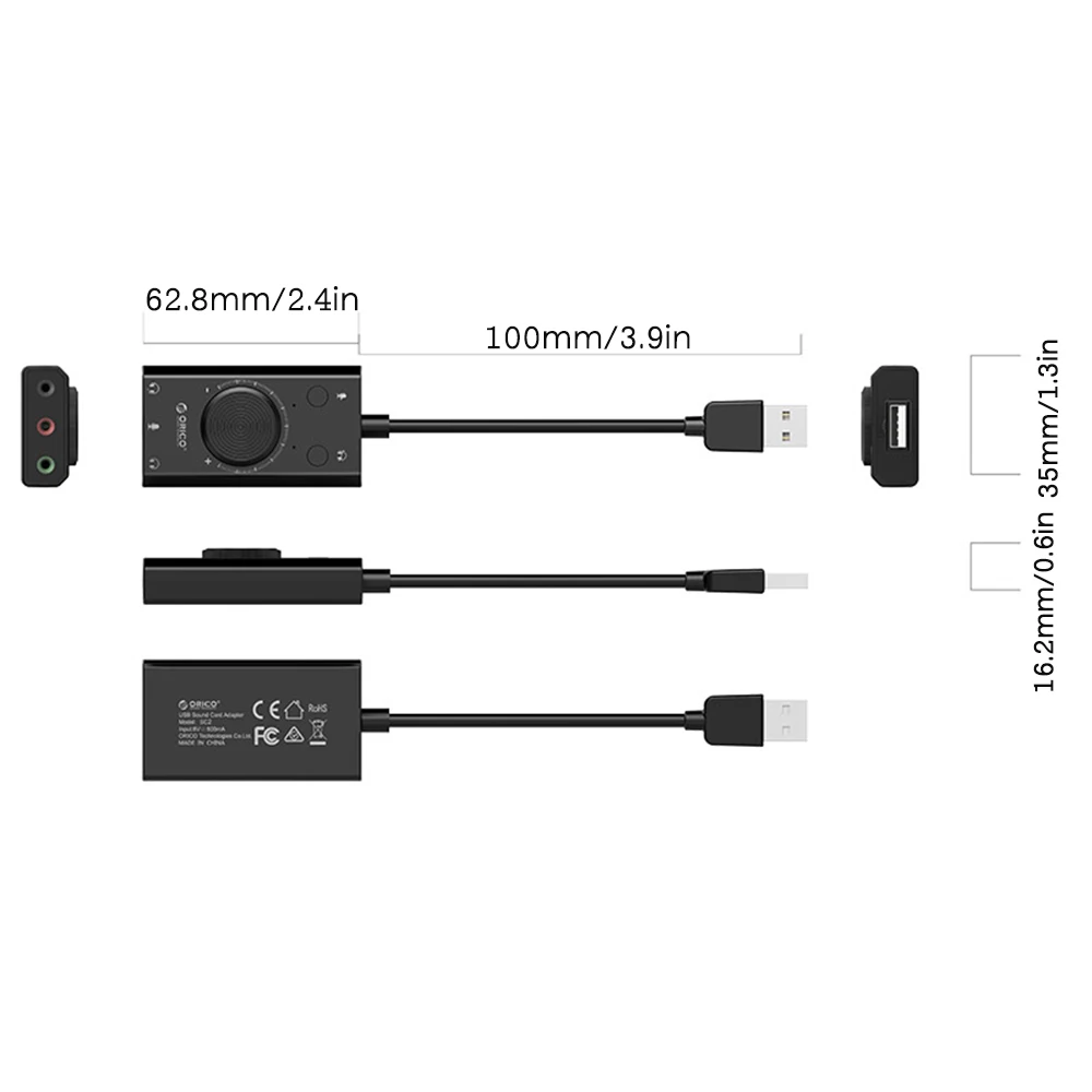 

USB Sound Card Plug and Play External Stereo Sound Adapter Headphone Microphone Splitter Converter with Volume Control