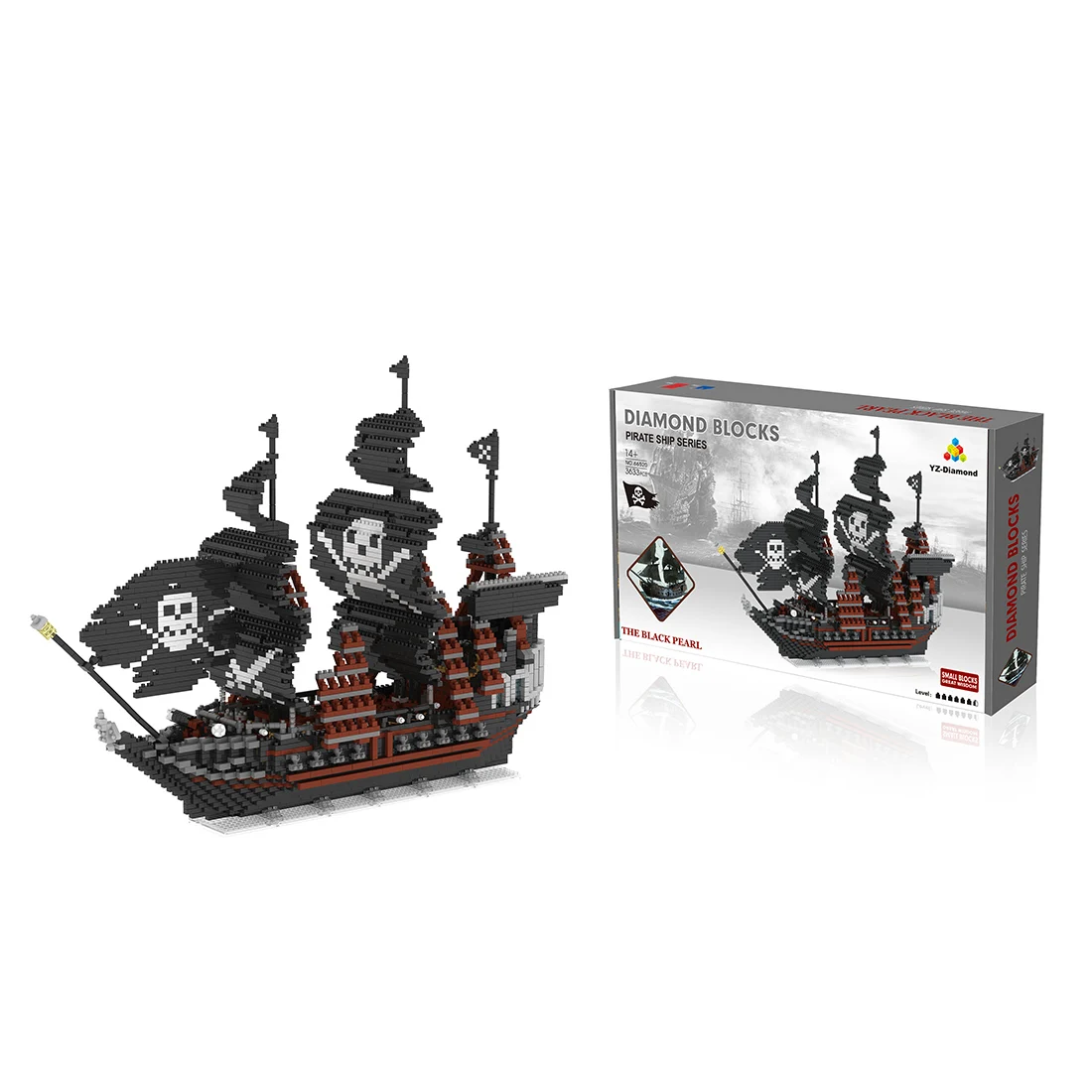 

New 3633Pcs Sailing Model Series Diamond Blocks Bricks Toy (Not Compatible With Small Particle Blocks) - Black Pearl