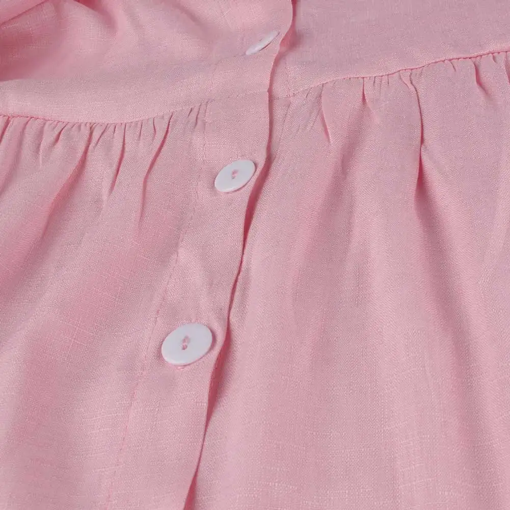 

Nice Pop Women V Neck Loose Pockets Buttons Half Sleeve Dress For Summer Beach Holiday Pop 88