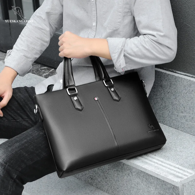 Men's Leather Briefcase Large Handbags Crossbody Shoulder Bags for Man Luxury Business Tote Messenger Bags Laptop Computer Bag