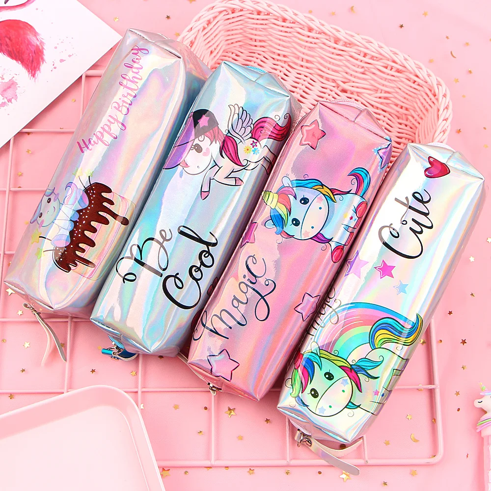 Unicorn Pencil Case Holographic Laser Pen Bag For Girl Boys Student Large Capacity Waterproof Box School Supply Stationery|Пеналы| |