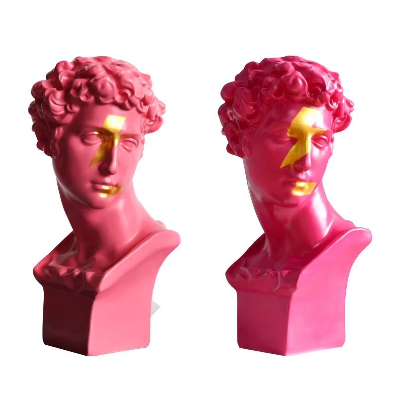 [MGT] Европа оригинальный розовый бюст молния Давида из смолы современный Декор