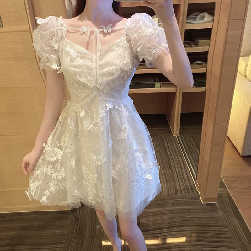 

Chiffon Women's Dress Fashion Girl Dresses Casual High Waist Solid Clothing Office Lady A-LINE Bohemia Knee-Length Houthion