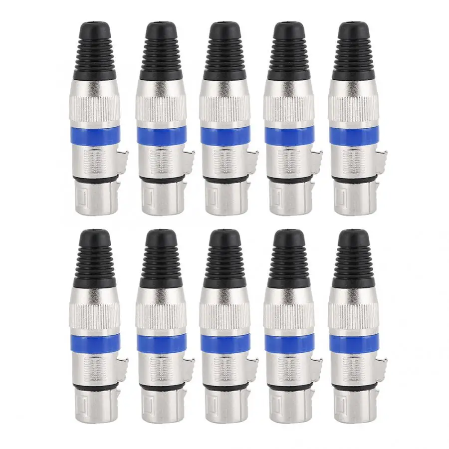 Высокое качество 10 шт. 3 ядерный синий круг микрофон гнездовой разъем XLR адаптера
