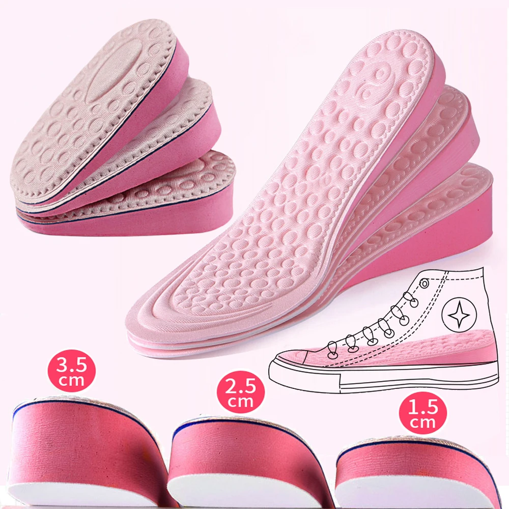 Height Increase Insoles for Women Shoes Inner Soles Shoe Insert Heel Lift Heightening Template Cushion EVA Memory Foam Insoles