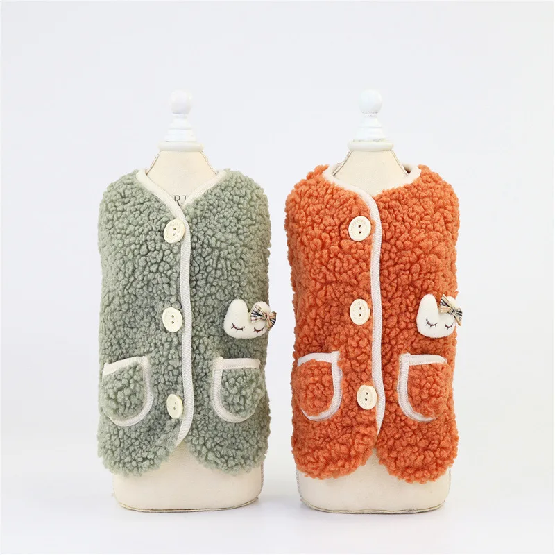 

Pet Dog Clothes Warm Fleece Puppy Vest Chihuahua Button Coat Pet Clothing For Small Medium Dogs Cats Coats French Bulldog Jacket